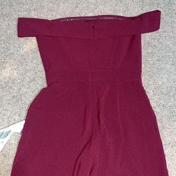 Dress The Population Julian Crepe Off The Shoulder Wide Leg Jumpsuit Burgundy S - Picture 8 of 11